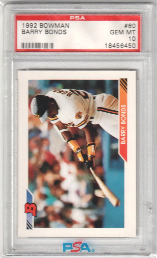 Graded Barry Bonds baseball card from Bowman Barry Bonds 1992 Columbia Hobby PSA 10