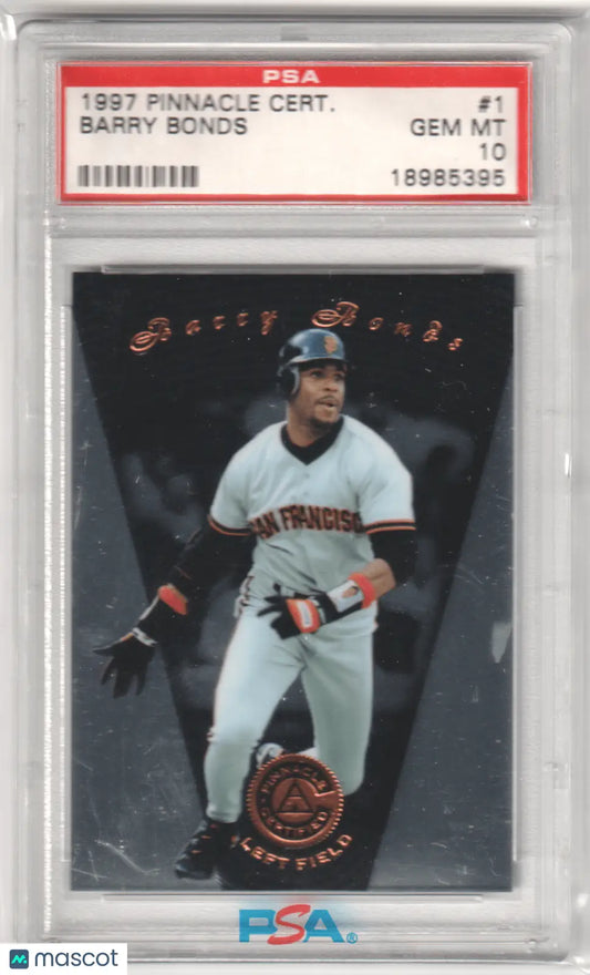 Graded Barry Bonds 1997 Pinnacle Certified baseball card from Columbia Hobby PSA 10