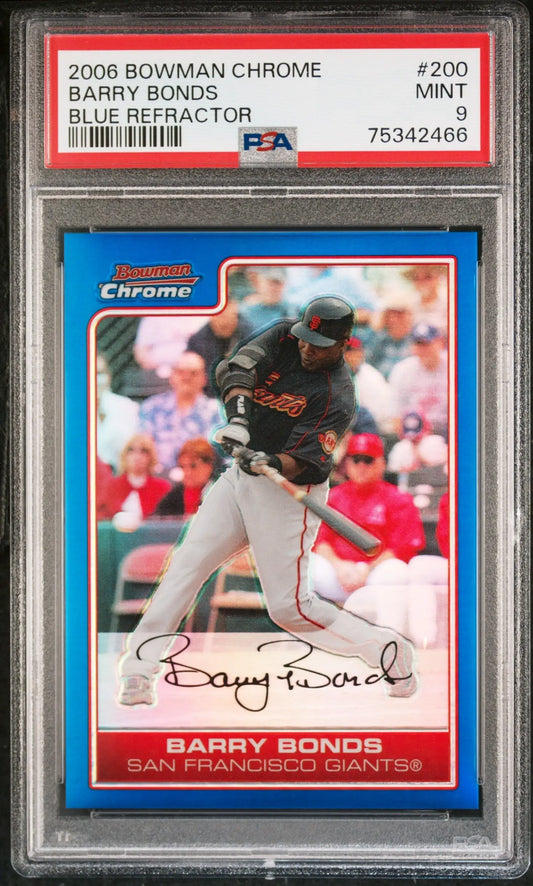 Barry Bonds baseball card from Bowman Chrome Blue Refractor PSA 9 GIANTS Columbia Hobby