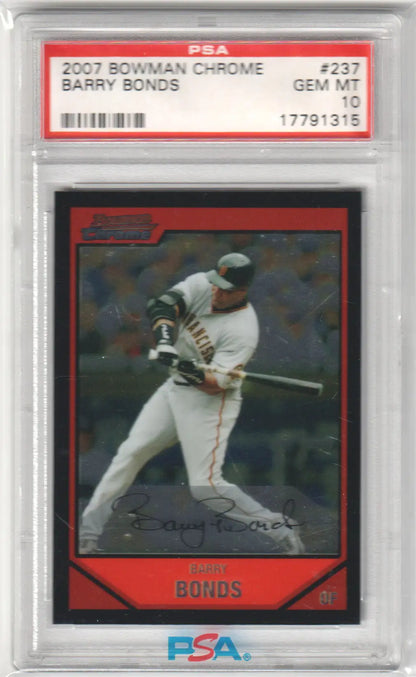 Graded Barry Bonds baseball card from Bowman Chrome Draft series by Columbia Hobby