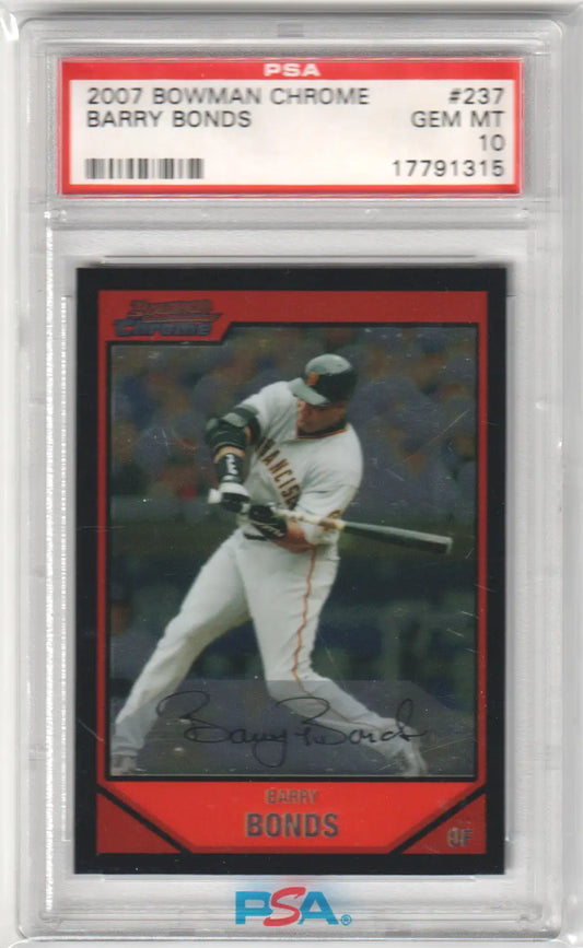 Graded Barry Bonds baseball card from Bowman Chrome Draft series by Columbia Hobby