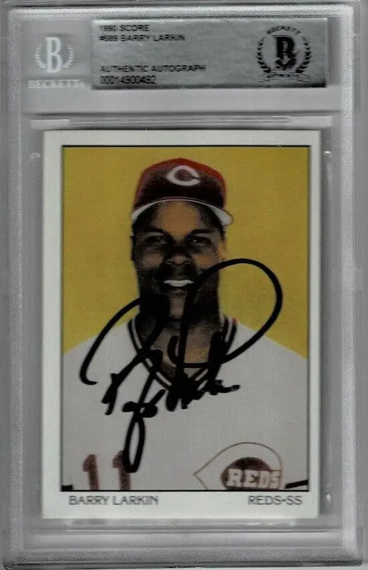 Autographed Barry Larkin 1990 Score Dream Team Signed Card BAS BGS Auto