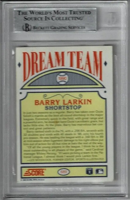 Graded Barry Larkin 1990 Score Dream Team Signed Autographed Card for collectors