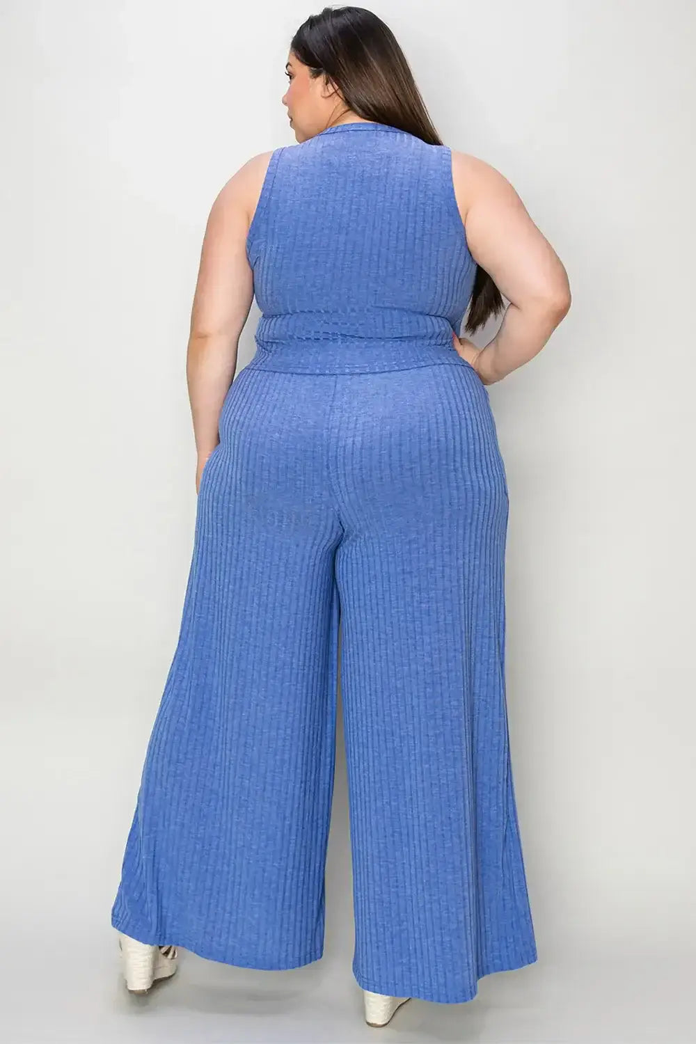 Basic Bae Full Size Ribbed Tank and Wide Leg Pants Set - Apparel & Accessories > Clothing > One-Pieces > Jumpsuits &