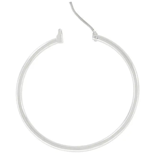 Basic Silvertone Finish Hoop Earrings - Earrings