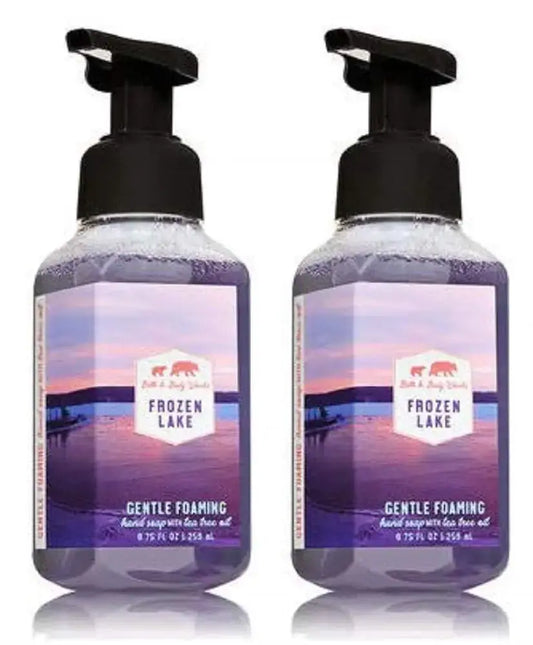 Two bottles of Bath and Body Works Frozen Lake gentle foaming hand soap 8 Oz