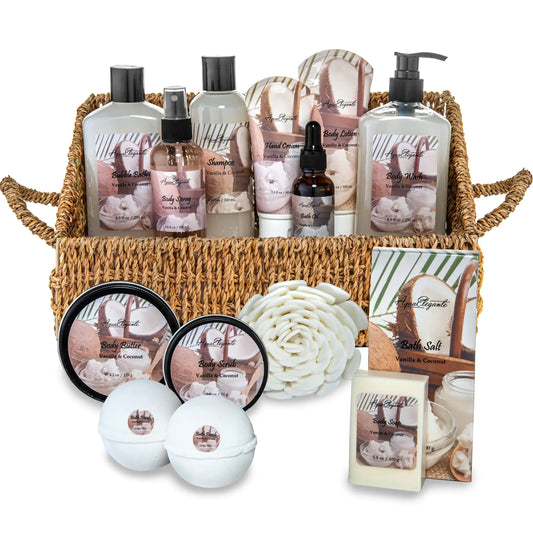 Luxury Spa Gift Basket with Coconut and Vanilla Included in Spa Gift Sets