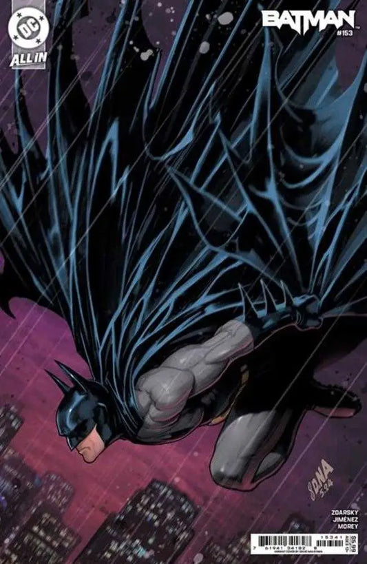 Batman cape billows dramatically in Batman #153 trading card by David Nakayama