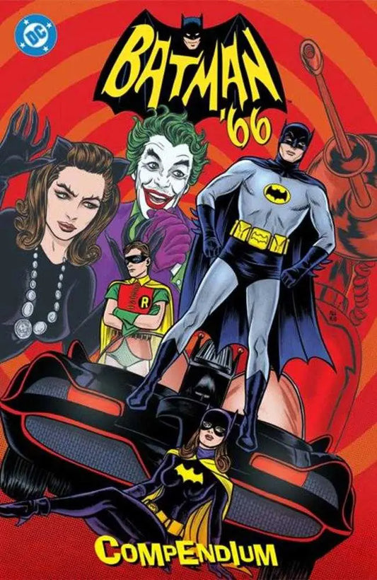 Comic book cover featuring classic Batman characters and logo from Batman 66 Compendium TPB