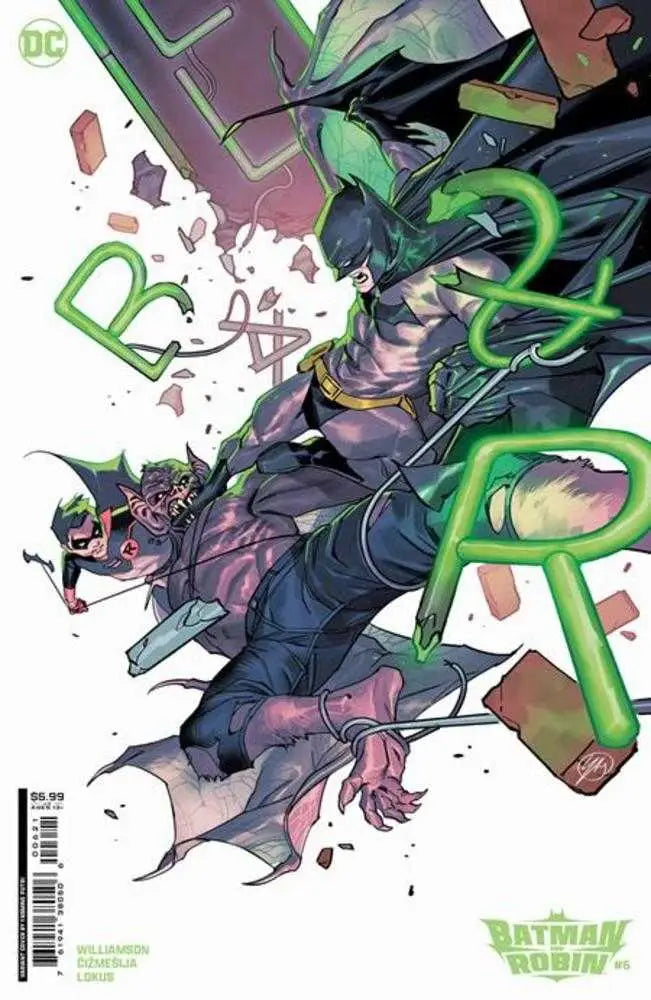 Dynamic Batman combat cover artwork with green energy for trading cards collection