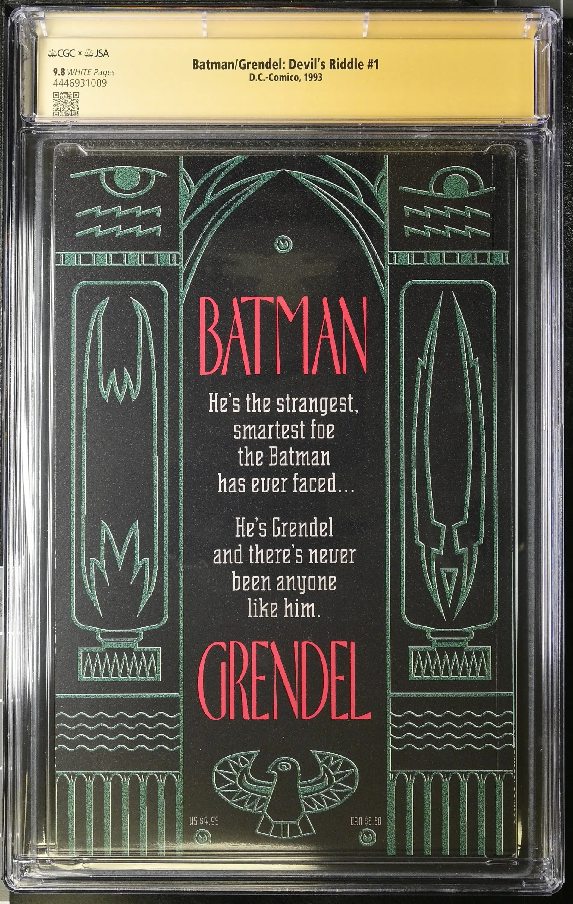 Batman Grendel Devil’s Riddle #1 graded CGC 9.8 signed by Matt Wagner with Art Deco cover