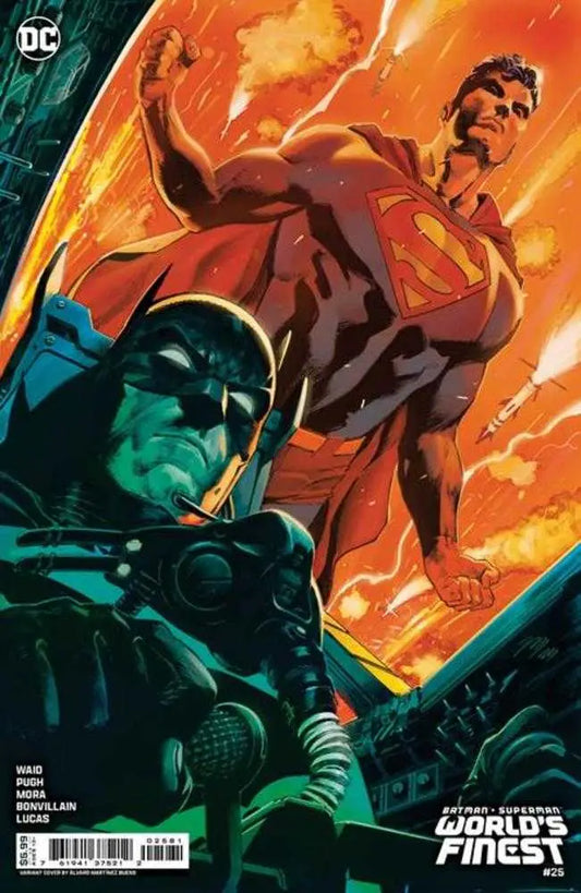 Batman Superman World’s Finest #25 cover with dark armored Batman and Superman trading card