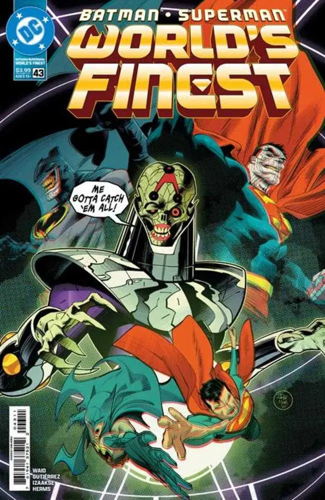 Comic book cover for Batman Superman Worlds Finest #43 featuring Bizarro World art