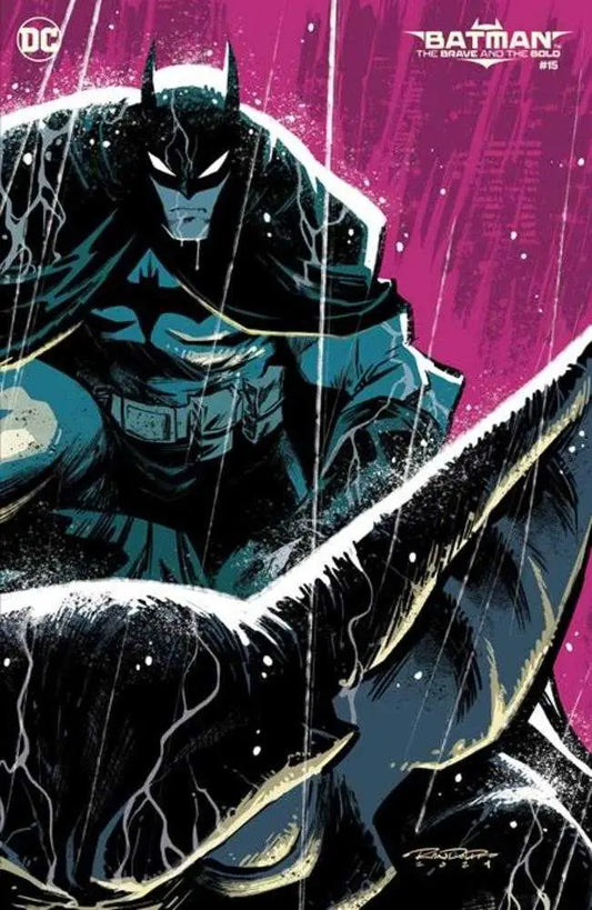 Batman dramatic pose against pink backdrop in Batman The Brave And The Bold #15 variant