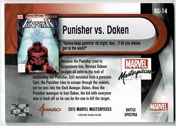 Battle Spectra Foil Punisher vs Daken card from Upper Deck Marvel Masterpieces 2016