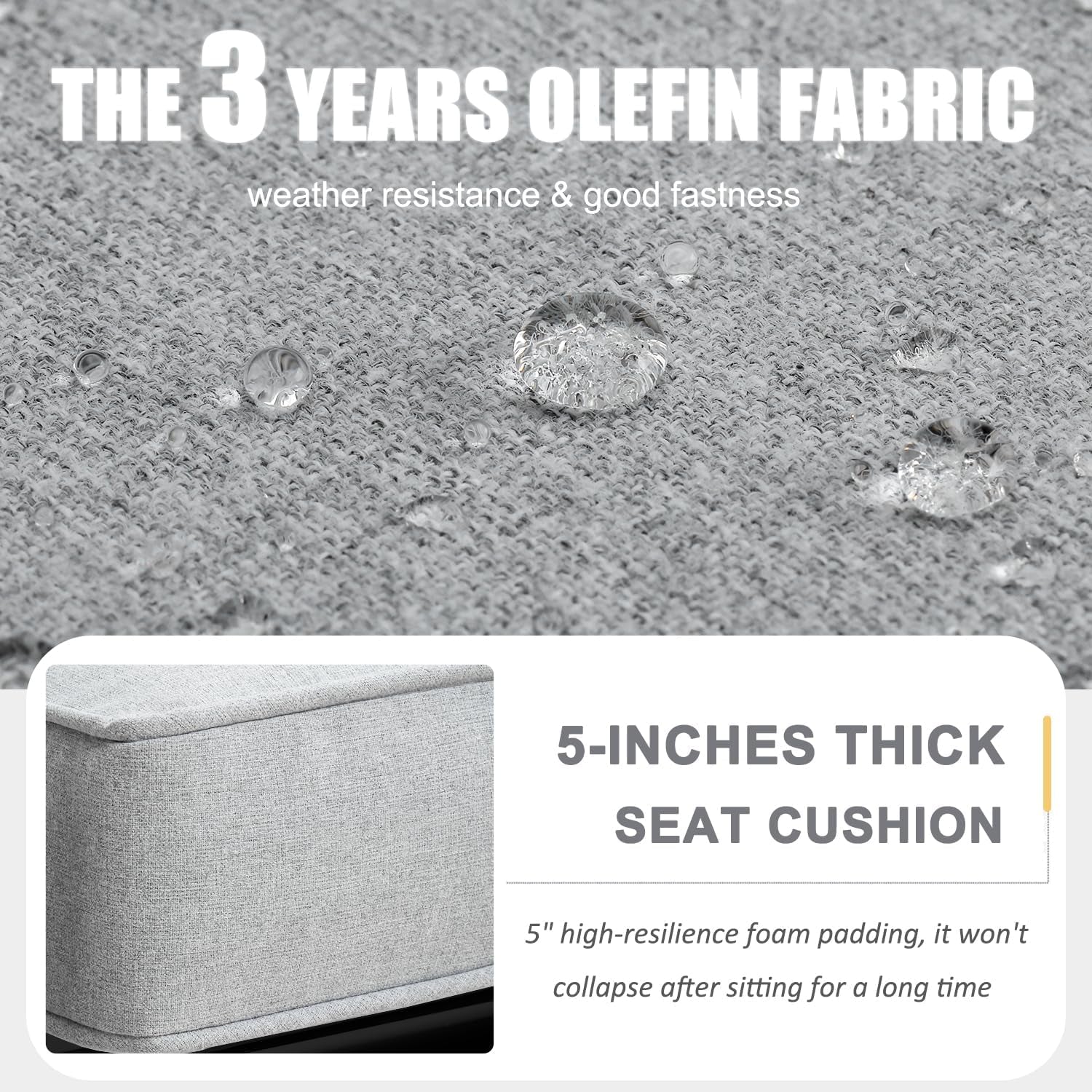 Aluminum Furniture Set with Fire Pit Table, 4 Pieces Patio Sectional Conversation Chat Sofa Modern Seating Set-2