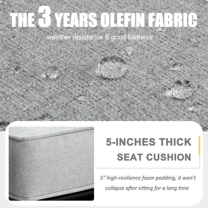 Aluminum Furniture Set with Fire Pit Table, 4 Pieces Patio Sectional Conversation Chat Sofa Modern Seating Set-2