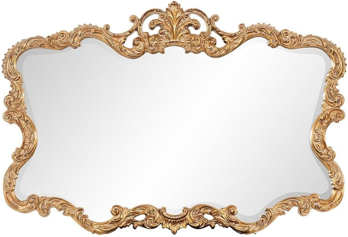 Antiqued Talida Mirror, Gold Ornate Mirror for Wall Focal Point, Rectangular Vanity Bedroom Wall Mounted Mirror,Resin Frame, Gold Leaf, 27 Inch X 38 Inch X 1 Inch-0