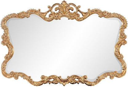 Antiqued Talida Mirror, Gold Ornate Mirror for Wall Focal Point, Rectangular Vanity Bedroom Wall Mounted Mirror,Resin Frame, Gold Leaf, 27 Inch X 38 Inch X 1 Inch-0