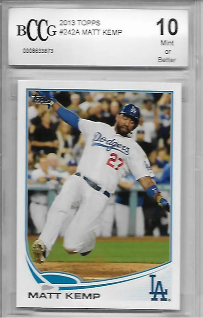 Graded Matt Kemp baseball card with original gloss in BCCG BGS 10 2013 Topps Dodgers