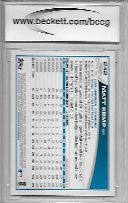Graded Matt Kemp baseball card with original gloss, BCCG BGS 10 2013 Topps Dodgers