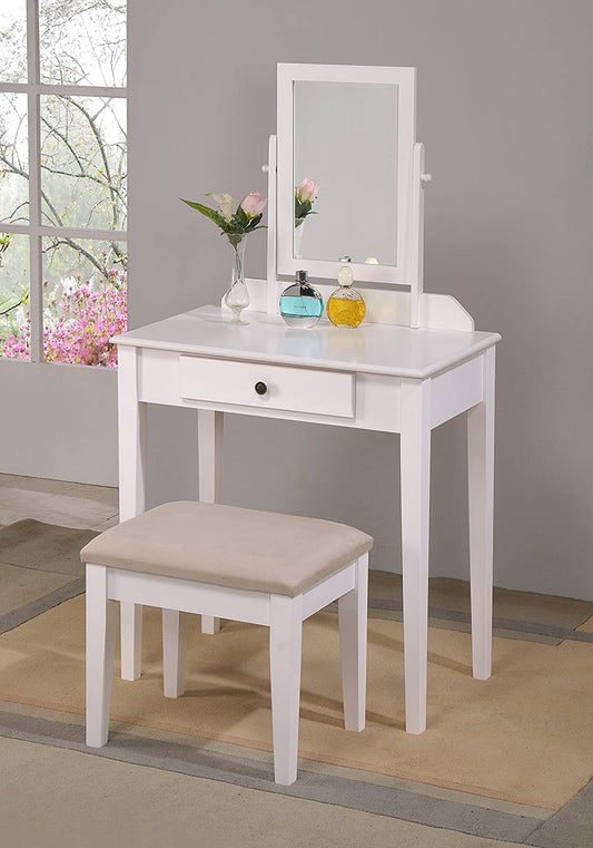 White Vanity Table and Stool Set-0