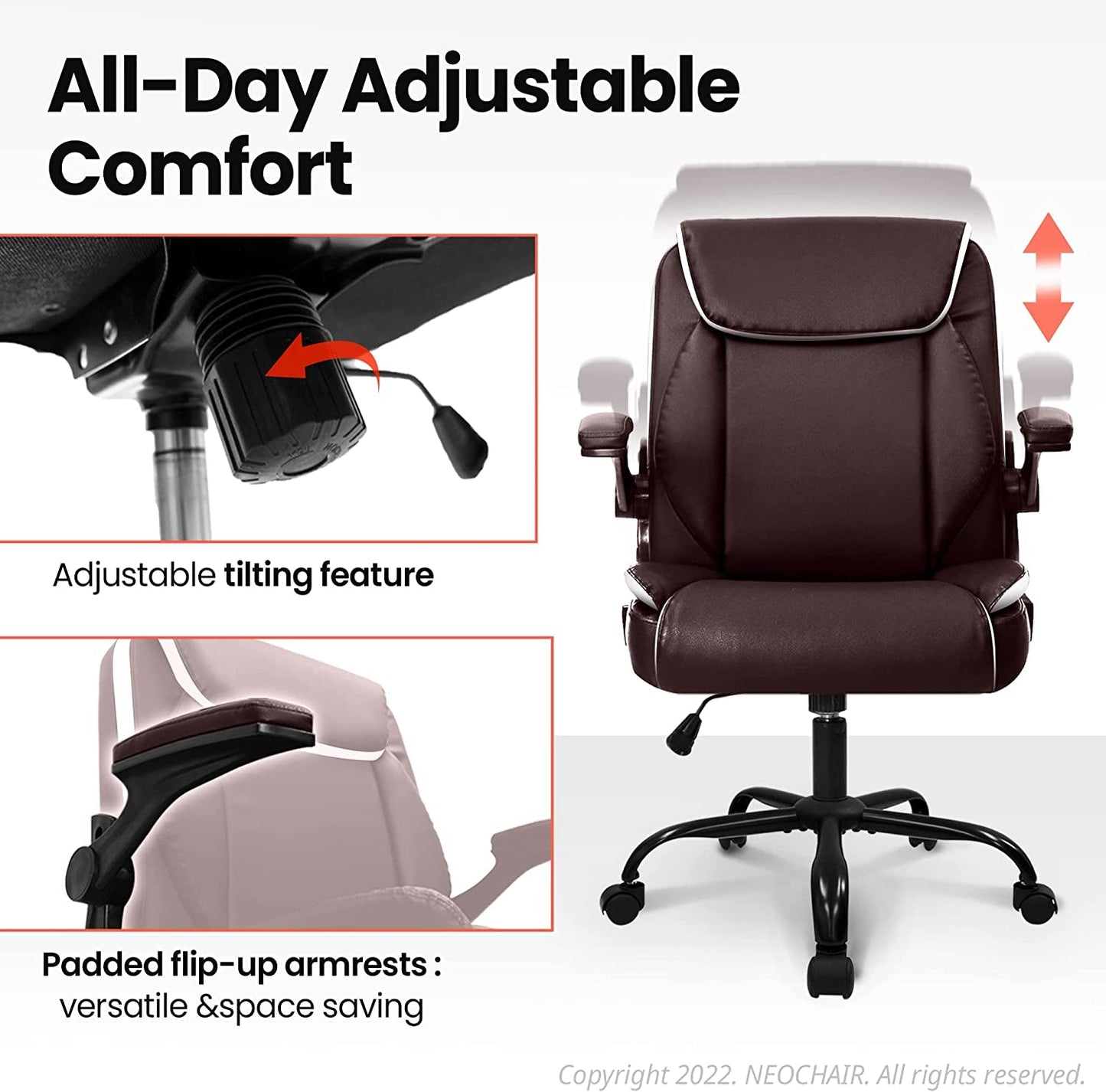 Adjustable Brown Office Chair with Ergonomic Support-2