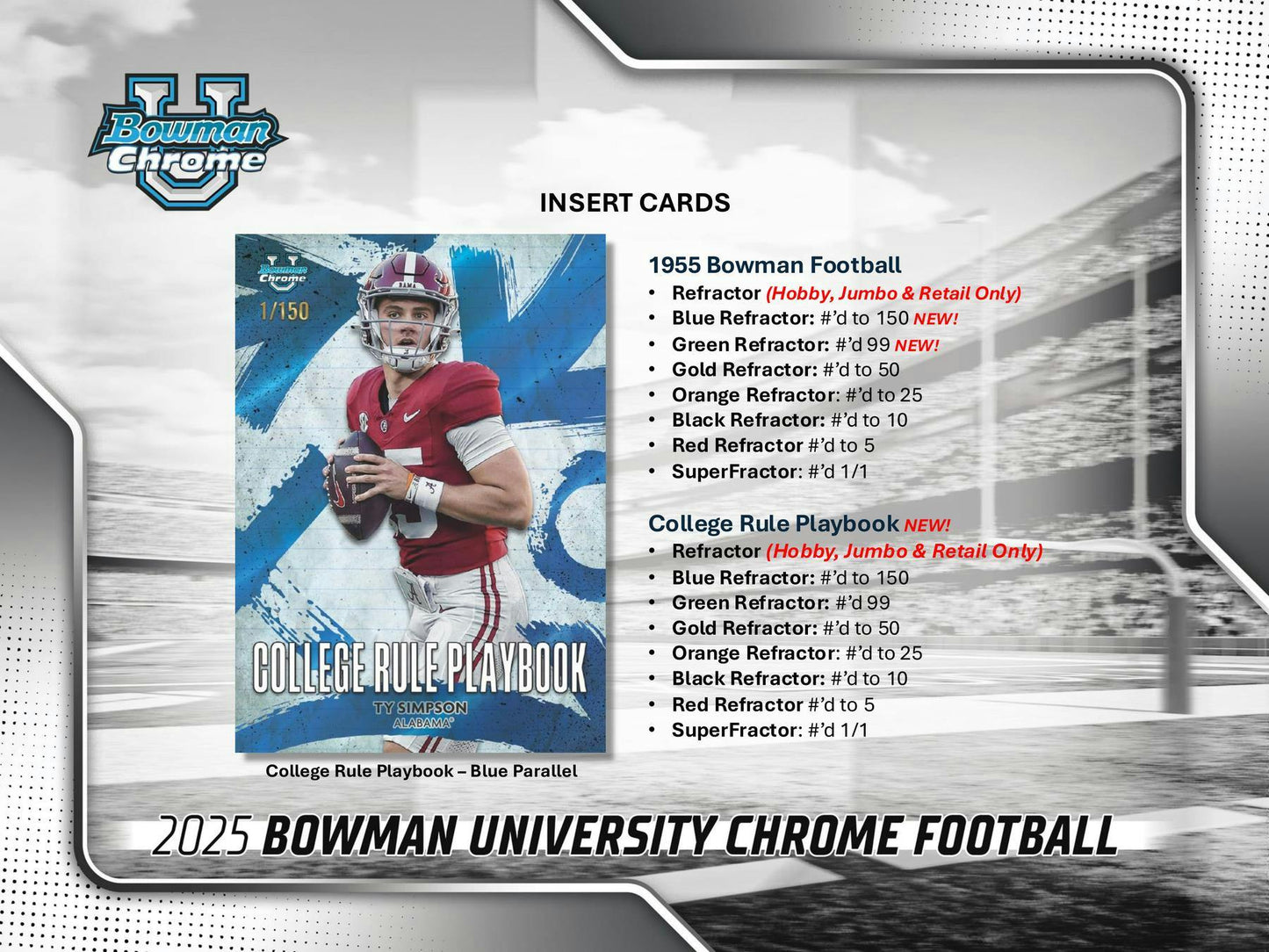 2025 Bowman University Chrome Football Blaster Box | Columbia Sports Cards