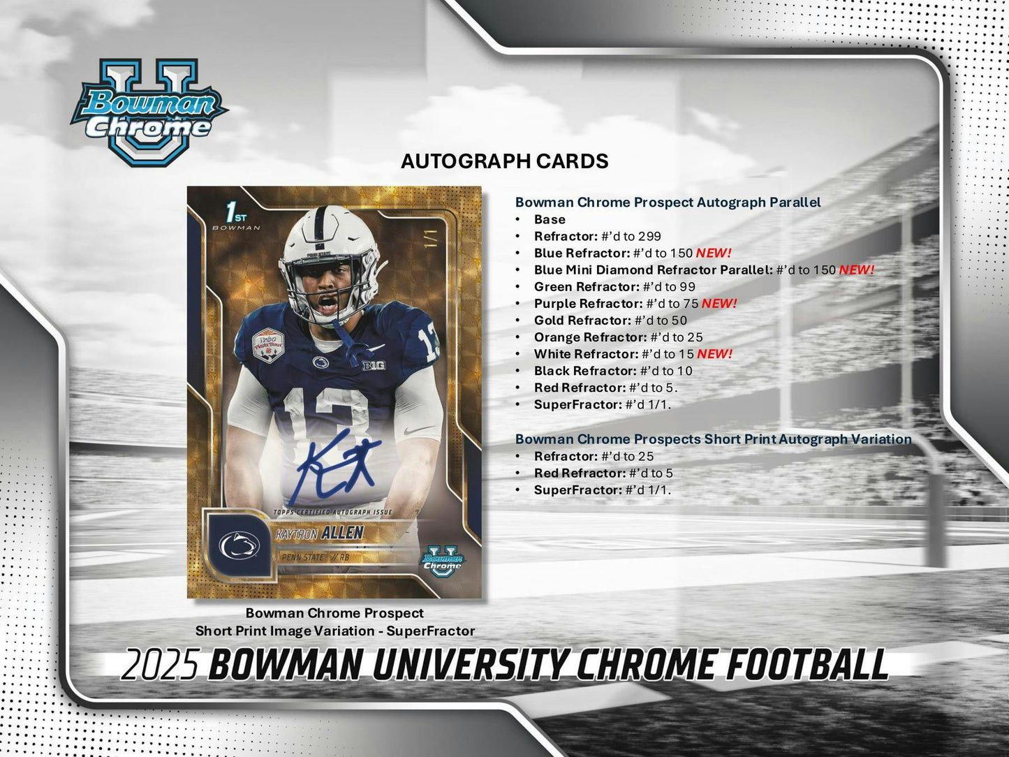 2025 Bowman University Chrome Football Hobby Jumbo Box | Columbia Sports Cards