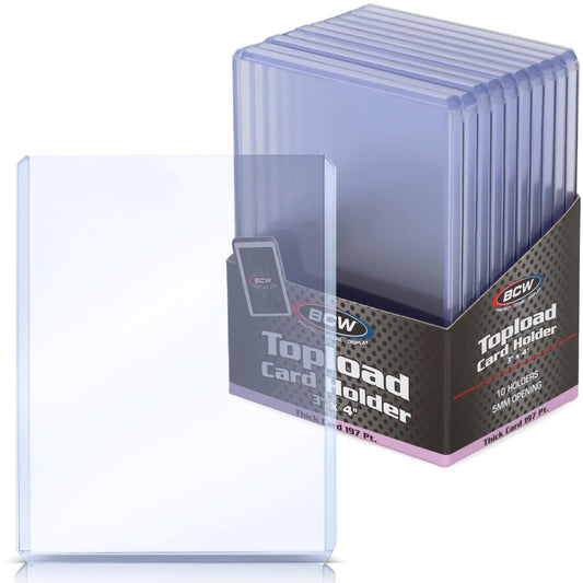 Clear plastic card holders for memorabilia cards and regular cards, BCW 197 Pt top load
