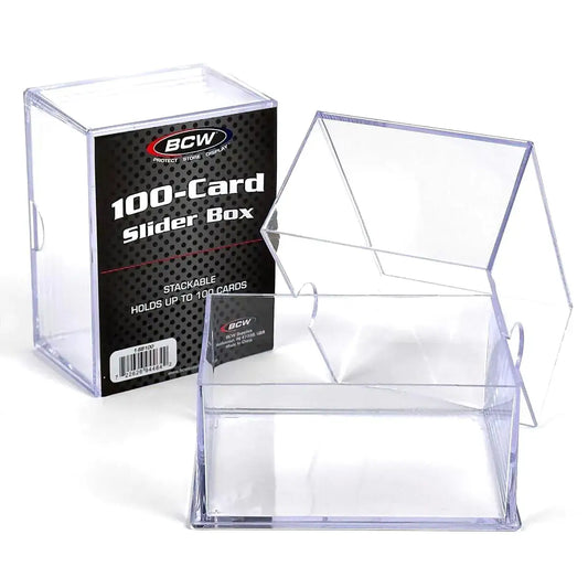Clear BCW slider box for trading cards ideal for Magic The Gathering football basketball collections