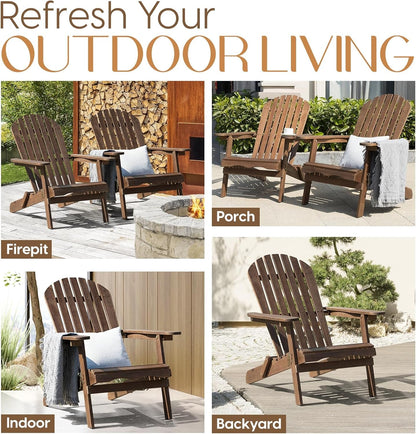 Outdoor Adirondack Chair Set Foldable Pre-Assembled Comfort-4