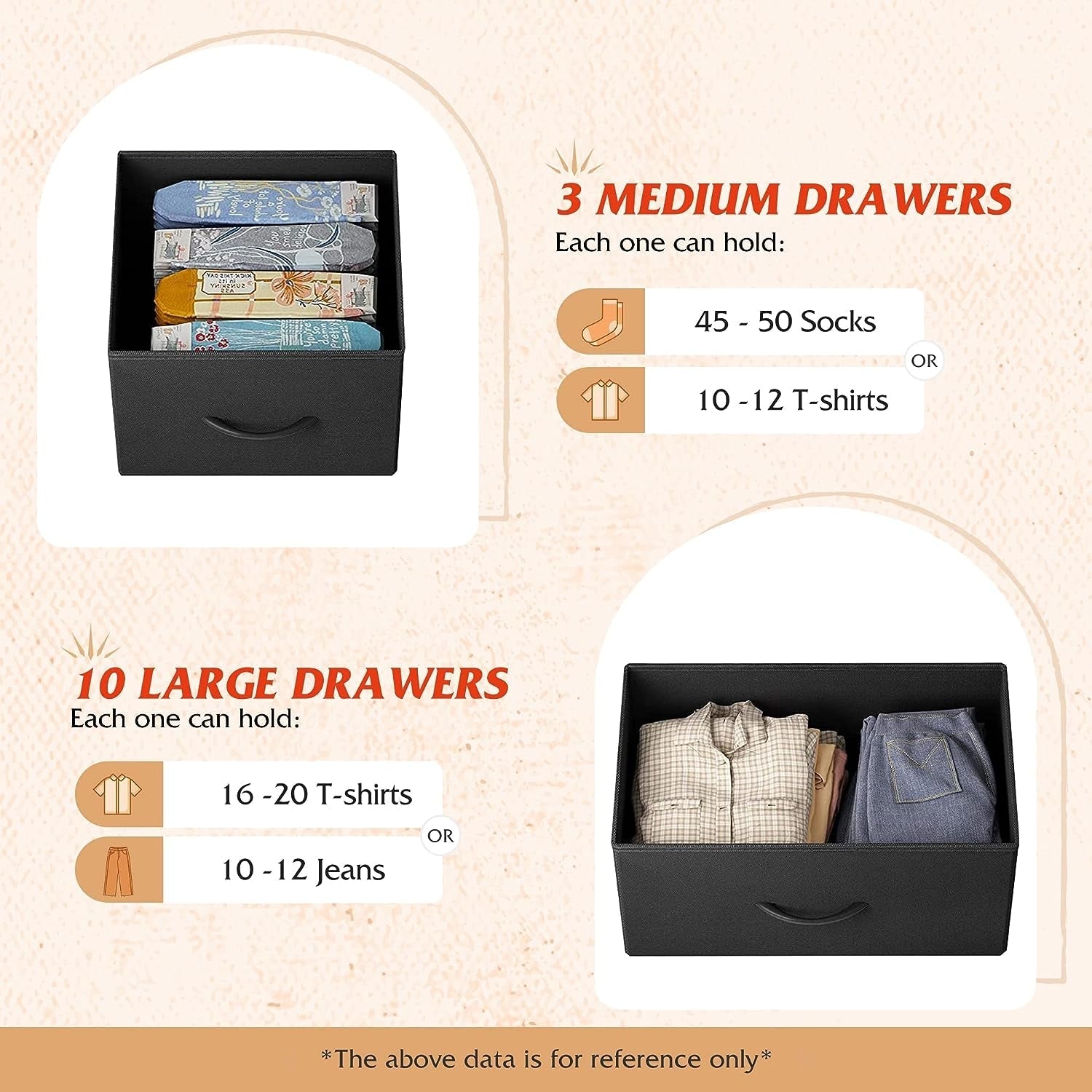 Tall Dresser for Bedroom with 13 Drawers, Storage Dresser Organizer Unit, Fabric Dresser for Bedroom, Closet, Chest of Drawers with Fabric Bins, Steel Frame, Wood Top, Charcoal Black-3