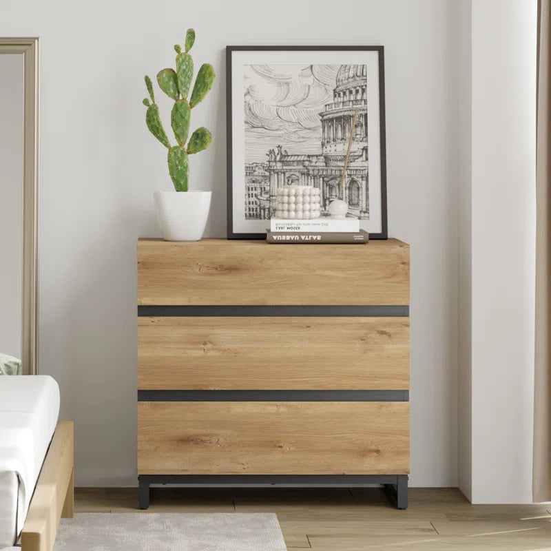 Sturdy Sleek Accent Chest Modern Wood Dresser Metal-3
