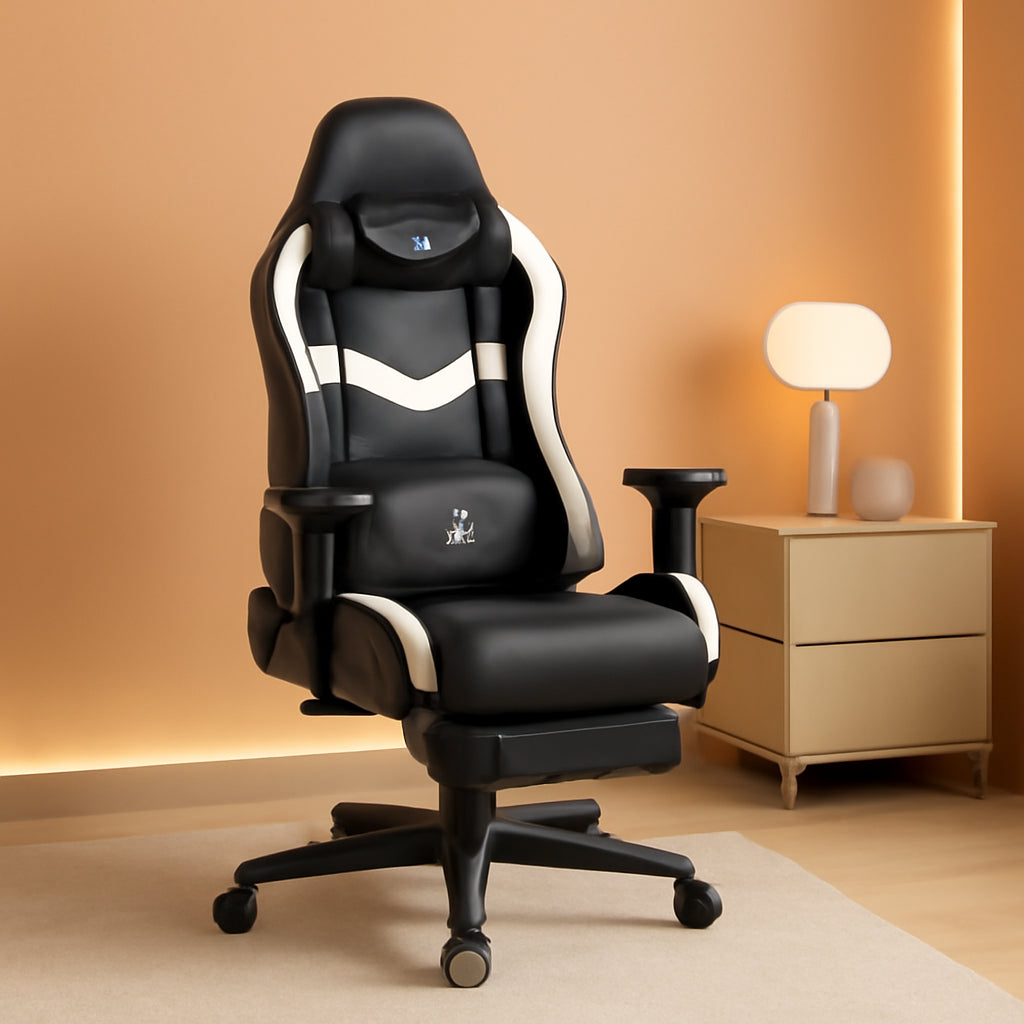 Ergonomic Gaming Chair with Massage and Footrest-0