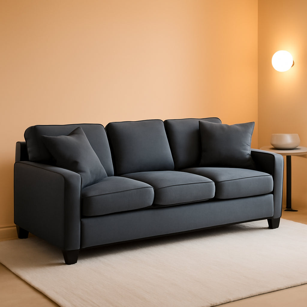 Sleek Stationary Sofa With Track Arms Timeless Design-0