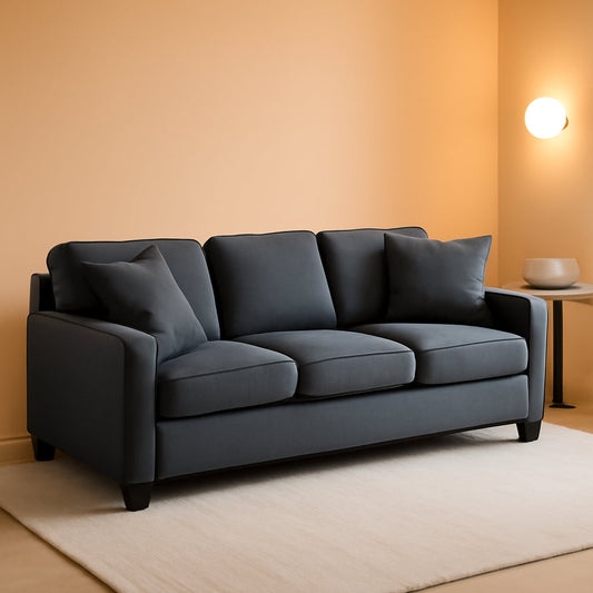 Sleek Stationary Sofa With Track Arms Timeless Design-0