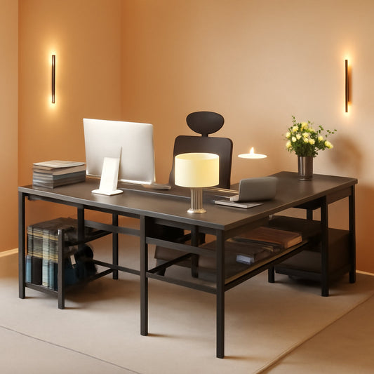 Modern L-Shaped Desk W/ Power Outlet-0
