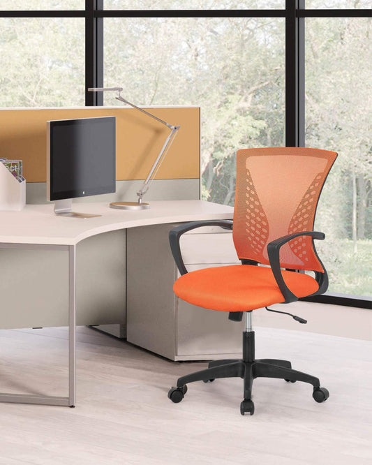 Ergonomic Orange Mesh Office Chair with Armrests-0