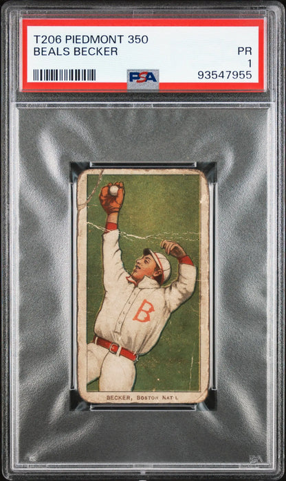 Beals Becker 1909 T206 Piedmont 350 Baseball Card capturing Boston player catching a ball