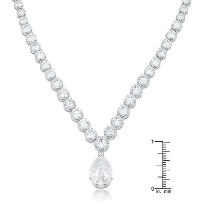 Bejeweled Cubic Zirconia Pear Drop Necklace - Necklace