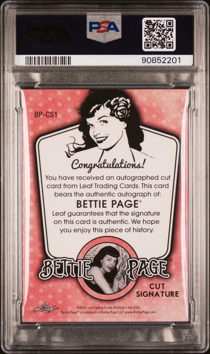Bettie Page 2014 Leaf Bettie Page Collection Auto PSA Auth Auto 10 - Singles