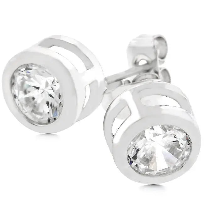 Bezel Stud Earrings - Earrings