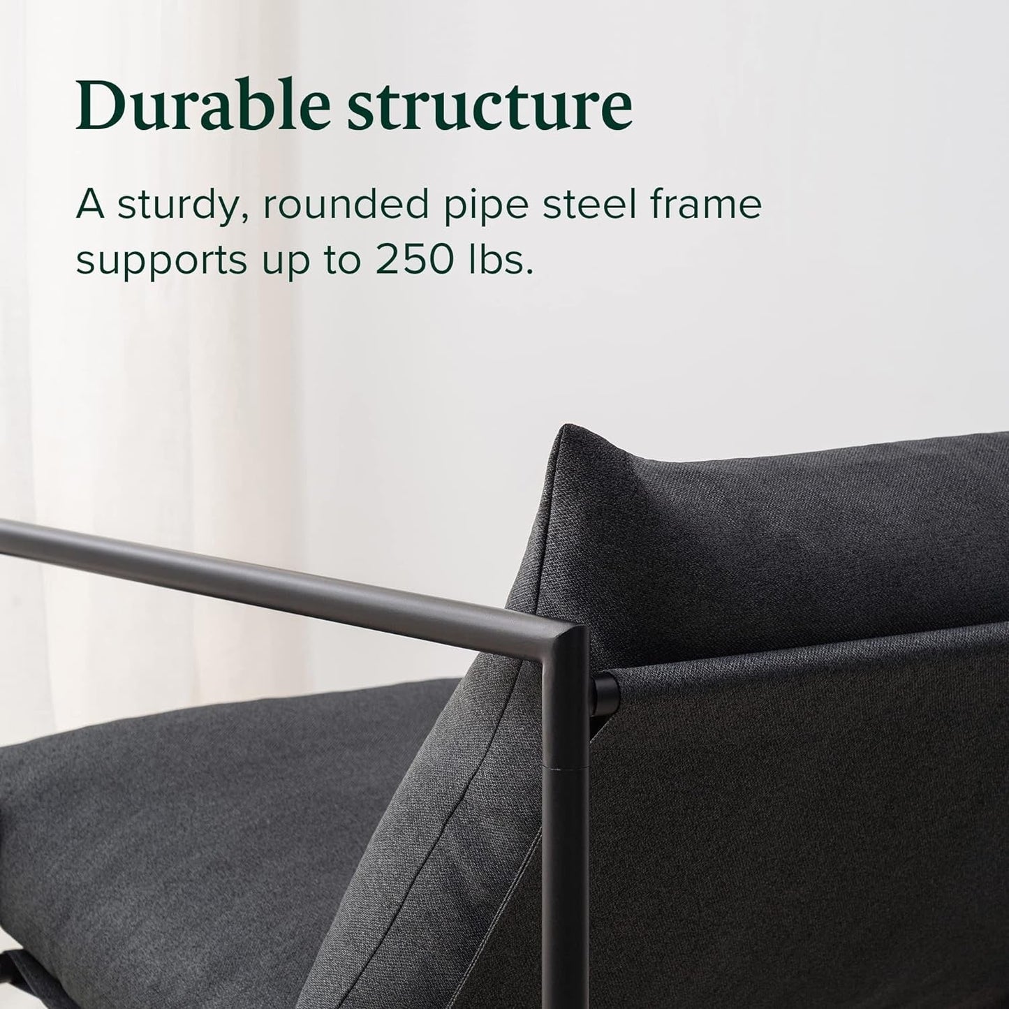 Aidan Sling Chair Dark Grey Metal Frame Shredded Foam-3