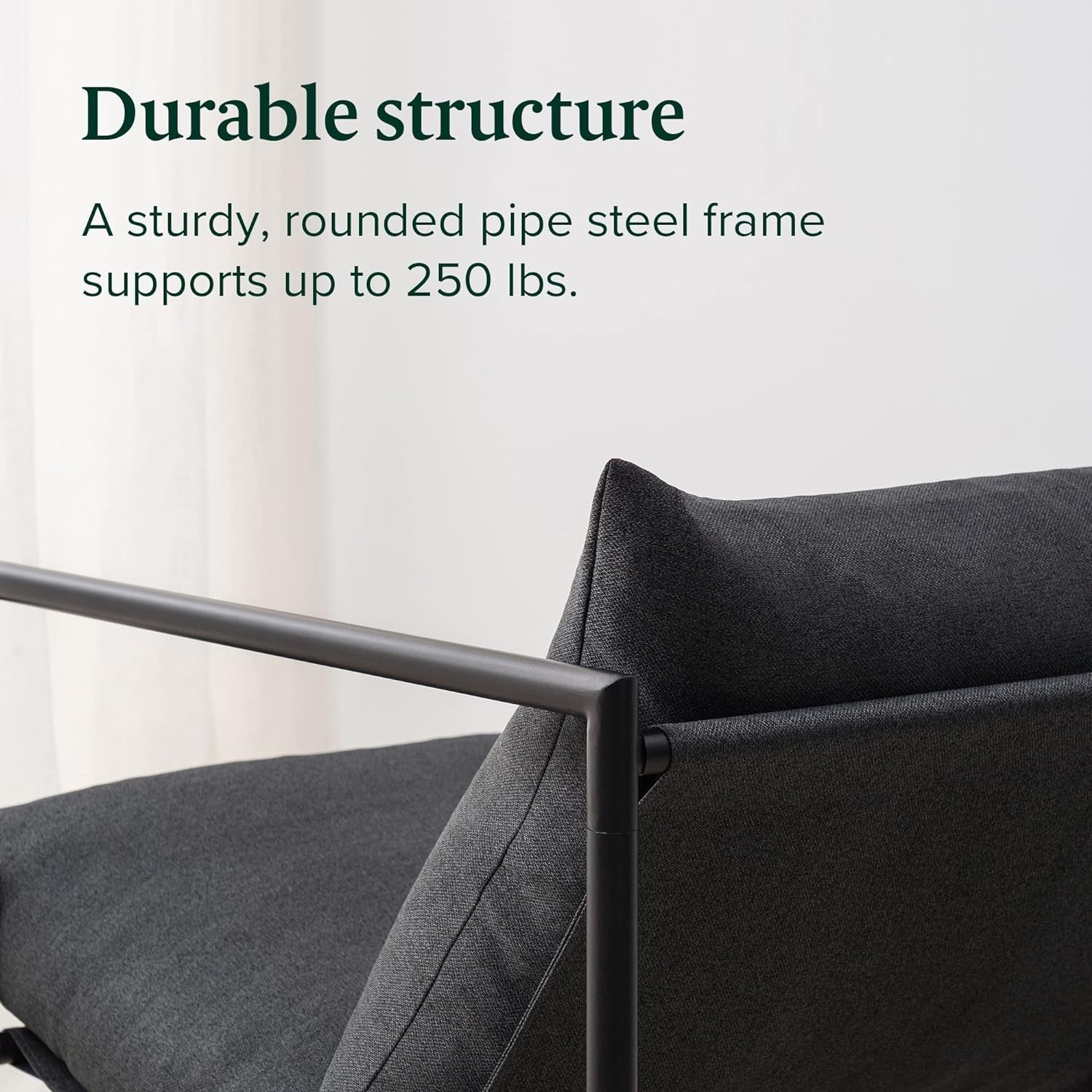 Aidan Sling Chair Dark Grey Metal Frame Shredded Foam-3