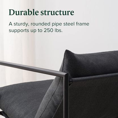 Aidan Sling Chair Dark Grey Metal Frame Shredded Foam-3