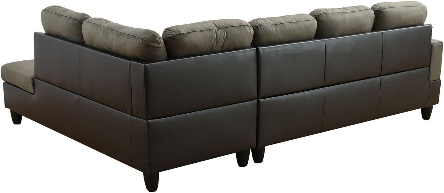 Taupe Sectional Couch for Living Room Set, 105 Inch Sectional Sofa L Shaped Couch with Storage Ottoman/Microfiber Fabric/Facing Right Chaise-1