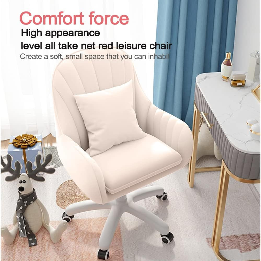 Home Office Chair Computer Chair with Mid-Back Upholstered Modern Tufted Computer Task Chair Swivel Height Adjustable Velvet Accent Chair.-4