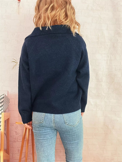 Ribbed Hem Raglan Sleeve Sweater