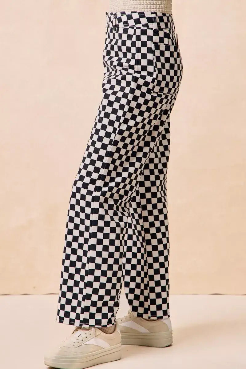 BiBi Gameday Theme Checkered Printed Pants - Printed Pants